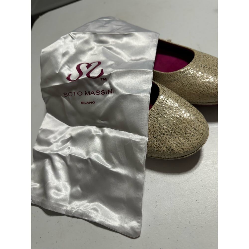 Soto Massini Milano Shimmering Vanilla Pebbled Ballet Flats Size 7 - Picture 13 of 13